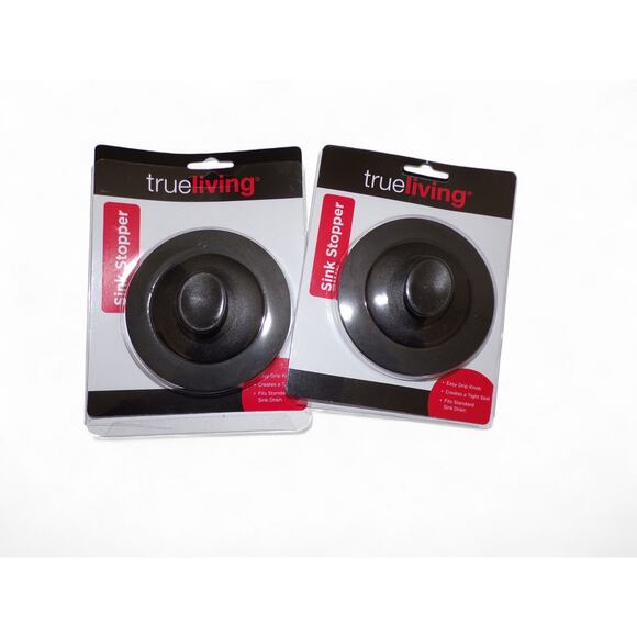 (2) True Living Rubber Sink Stoppers Easy Grip Knob Standard Sinks - Picture 1 of 3